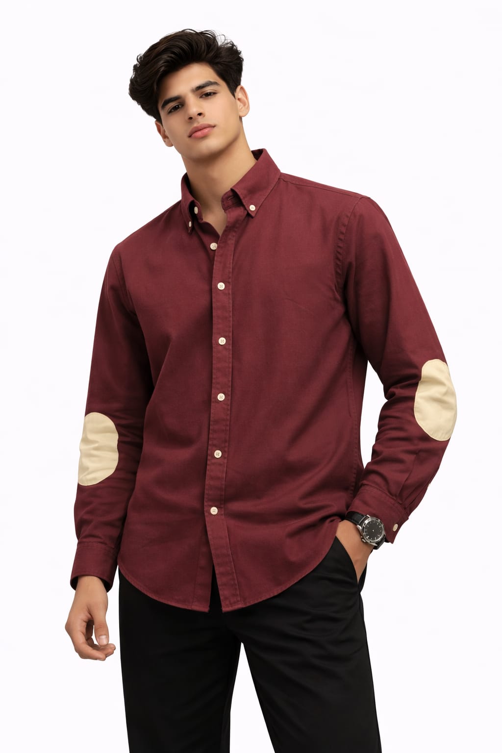 Maroon Patch oxford shirt
