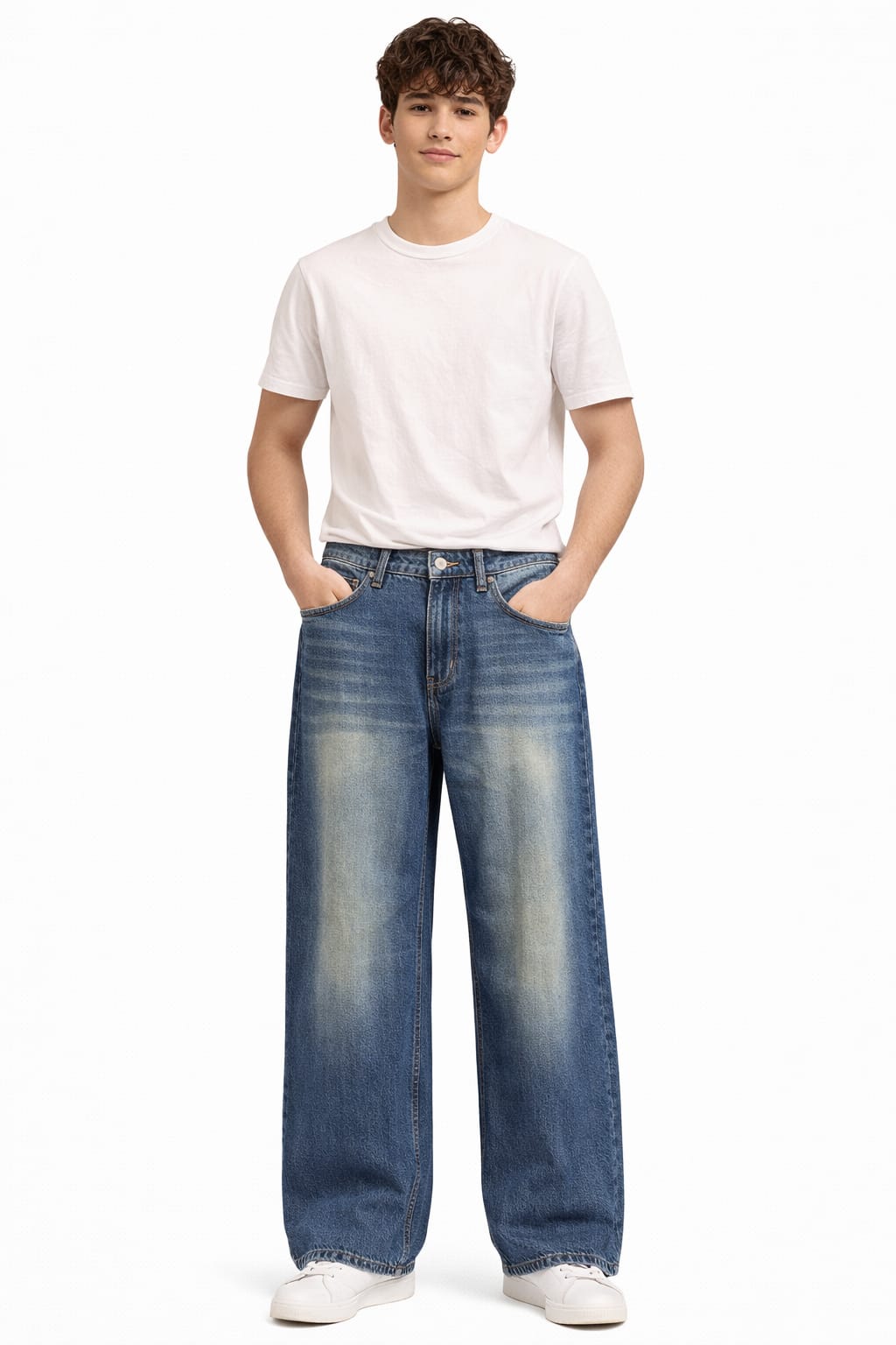 Classic Indigo Wide-Leg Denim Jeans