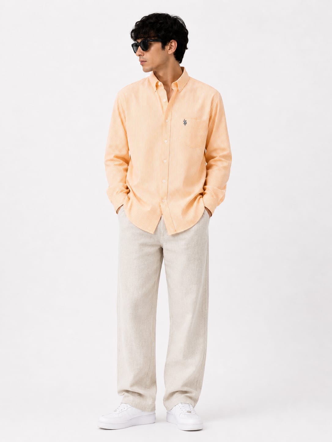 Men's Peach Stripe Oxford Button-Down Shirt