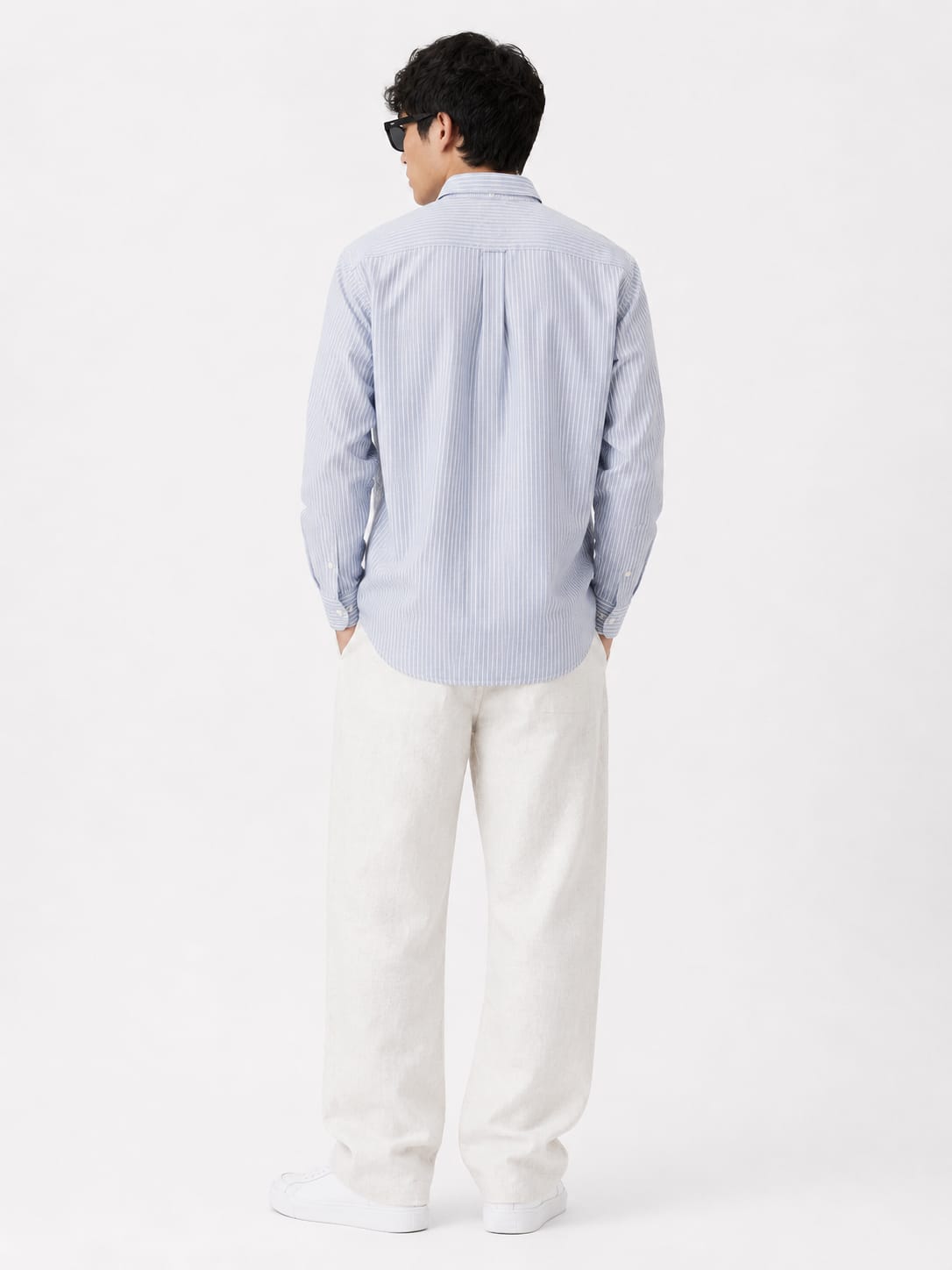 Men's Classic Sky Blue Striped Oxford Button-Down Shirt - Image 2