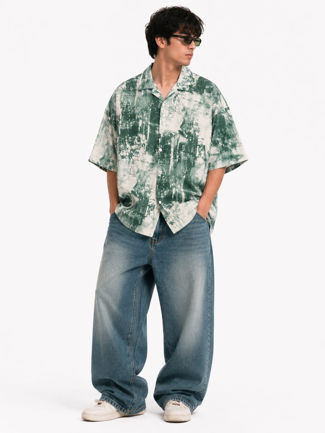 Men's Sage Abstract Print Resort Shirt