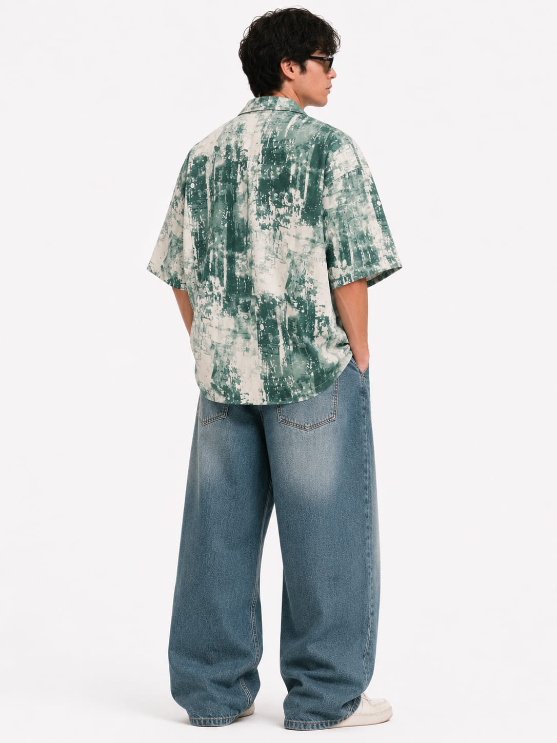 Men's Sage Abstract Print Resort Shirt - Image 2