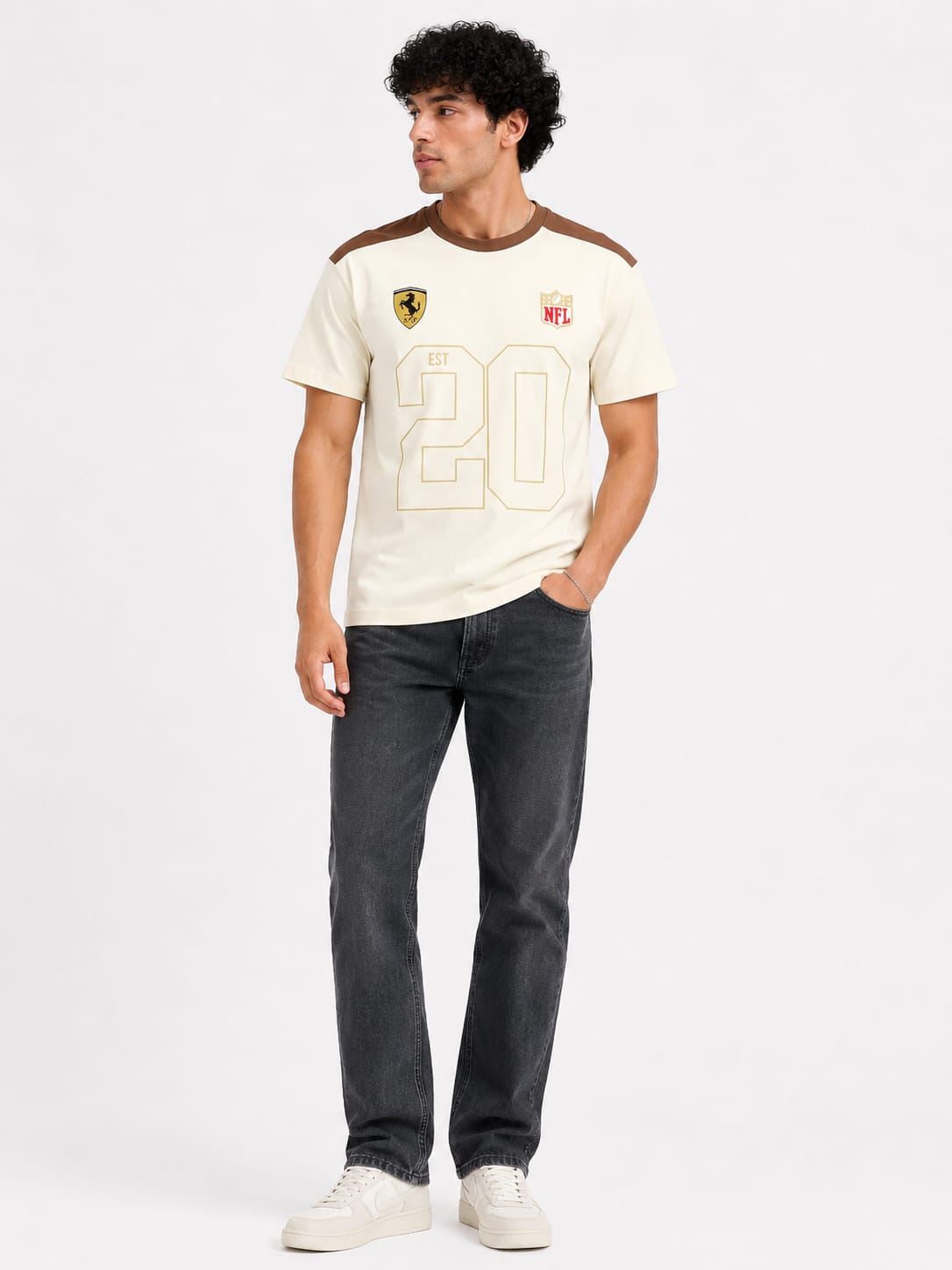 Vintage Varsity Number 20 Premium Cotton T-Shirt – Off White