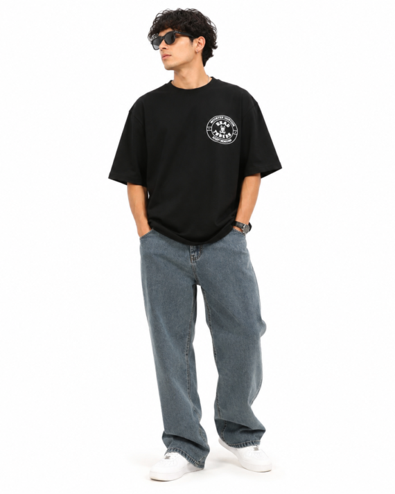 Skull Society Oversized Premium Cotton T-Shirt – Black