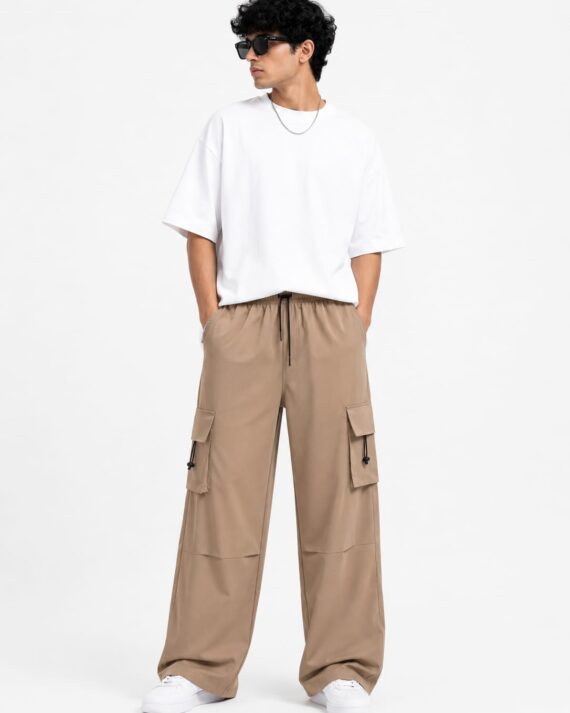 Beige Relaxed Fit Cargo Pants for Men – Premium Utility Trousers