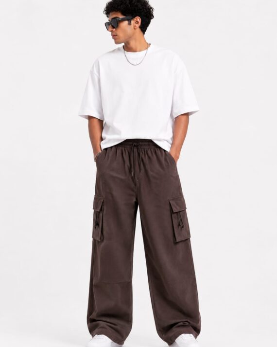 Dark Brown Relaxed Fit Cargo Pants for Men – Premium Utility Trousers