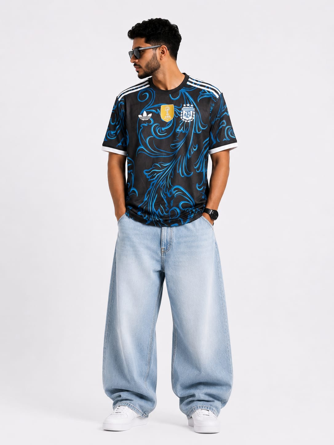 Argentina Black & Blue Graphic Football Jersey